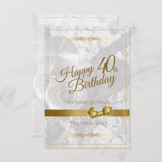 Gelukkige 40e verjaardag met gouden boog (Voorkant / Achterkant)