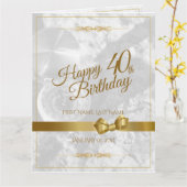Gelukkige 40e verjaardag met gouden boog kaart (Gele Bloem)