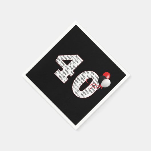 Gelukkige 40e verjaardag op zwart servet (Hoek)