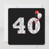 Gelukkige 40e verjaardag op zwarte uitnodiging (Voorkant)