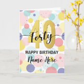Gelukkige 40e Verjaardag Pastel Rainbow Gold Vrouw Kaart (Gele Bloem)