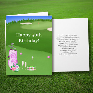 Gelukkige 40e verjaardag Roze Golf Tas Kaart