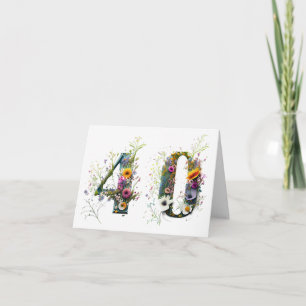 Gelukkige 40e verjaardag spuitbus wilde bloemen kaart