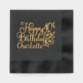 Gelukkige 40e verjaardag Veertigste Gepersonalisee Folie Servetten (Voorkant)