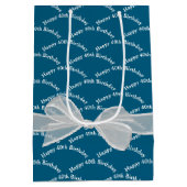 Gelukkige 40e verjaardag witte boog op blauw medium cadeauzakje (Achterkant)