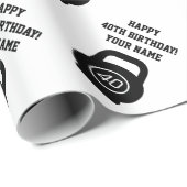 Gelukkige 40e Verjaardagsfeest fitness gym kettleb Cadeaupapier (Rol Hoek)