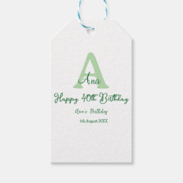 Gelukkige 40ste verjaardag groen toevoegen naam mo cadeaulabel