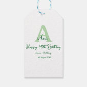 Gelukkige 40ste verjaardag groen toevoegen naam mo cadeaulabel (Achterkant)