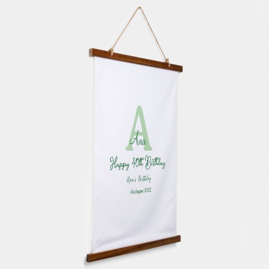 Gelukkige 40ste verjaardag groen toevoegen naam mo hangend wandkleed (Gebogen)