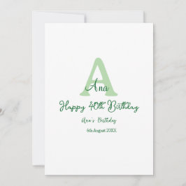 Gelukkige 40ste verjaardag groen toevoegen naam mo kaart