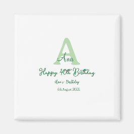 Gelukkige 40ste verjaardag groen toevoegen naam mo magneet