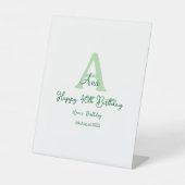 Gelukkige 40ste verjaardag groen toevoegen naam mo reclamebord met voetstuk (Voorkant)