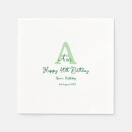 Gelukkige 40ste verjaardag groen toevoegen naam mo servet