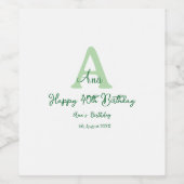 Gelukkige 40ste verjaardag groen toevoegen naam mo wijn etiket (Enkel label)