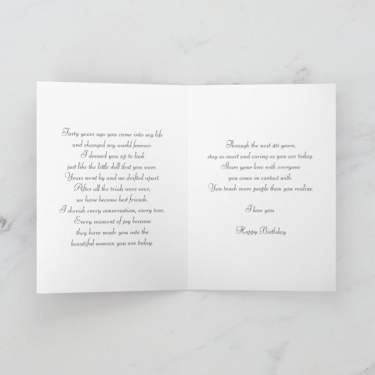 Gelukkige 40ste Verjaardag Kaart (Binnen)