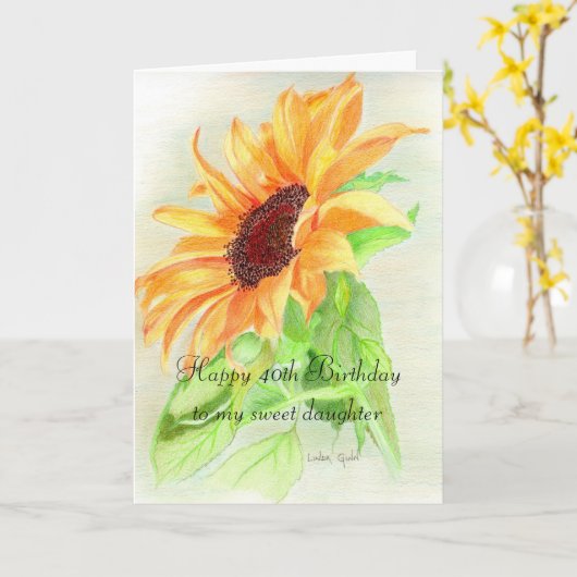 Gelukkige 40ste Verjaardag Kaart (Gele Bloem)