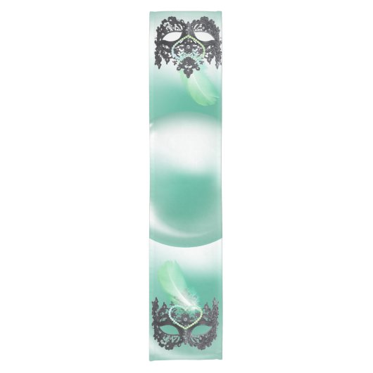 Gelukkige 40ste Verjaardag Maskerade Masker | Korte Tafelloper (Voorkant)