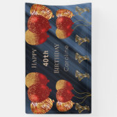Gelukkige 40ste Verjaardag met Glitter Gouden Rode Spandoek (Verticaal)