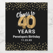 Gelukkige 40ste Verjaardag Wijn Label Etiket (Enkel label)