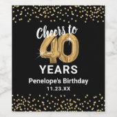 Gelukkige 40ste Verjaardag Wijn Label Wijn Etiket (Enkel label)