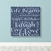 Gelukkige 40ste Verjaardag Woord Kunst Graphic Canvas Afdruk (Insitu (Houten vloer))