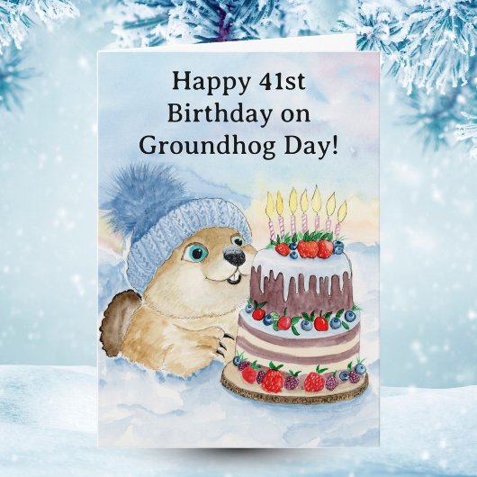 Gelukkige 41e Groundhog Day-verjaardag Kaart