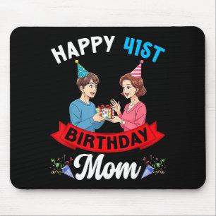 Gelukkige 41e verjaardag Moeder Feest Met Zoon En Muismat