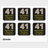 Gelukkige 41ste Verjaardag & Vrolijk Kerstmis, Dou Vierkante Sticker (Vel)