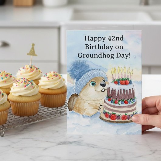  Gelukkige 42e Groundhog Day-verjaardag  Kaart