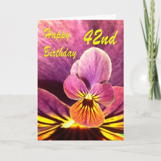 Gelukkige 42e verjaardag Bloem Violet Kaart (Voorkant)