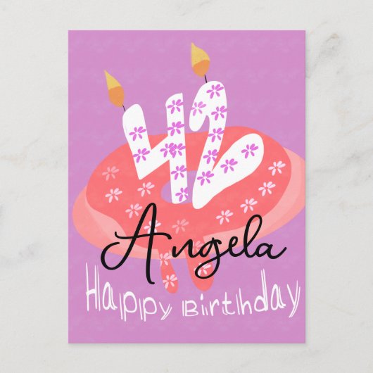 Gelukkige 42e verjaardag Donut Cake Briefkaart (Voorkant)