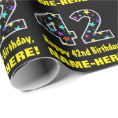 Gelukkige 42e Verjaardag, Leuk Kleurrijk Sterren P Cadeaupapier (Rol Hoek)