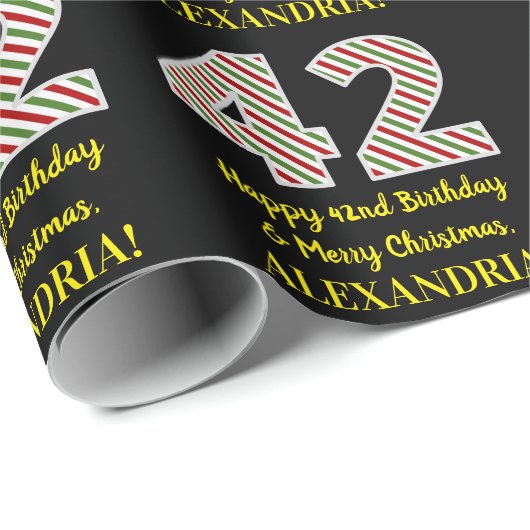 Gelukkige 42e Verjaardag & Vrolijke Kerstmis, Doua Cadeaupapier (Rol Hoek)