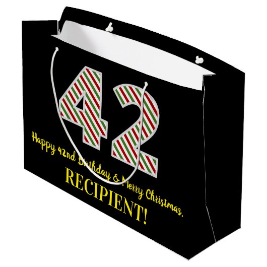 Gelukkige 42e Verjaardag & Vrolijke Kerstmis, Doua Groot Cadeauzakje (Achterkant Gekanteld)