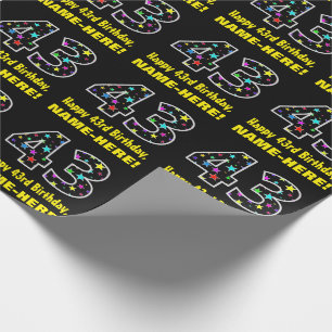 Gelukkige 43e Verjaardag, Leuk Kleurrijk Sterren P Cadeaupapier