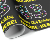 Gelukkige 43e Verjaardag, Leuk Kleurrijk Sterren P Cadeaupapier (Rol Hoek)