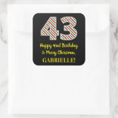 Gelukkige 43e Verjaardag & Vrolijke Kerstmis, Doua Vierkante Sticker (Tas)