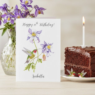 Gelukkige 44e verjaardag Columbine met Kolibrie Kaart