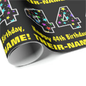 Gelukkige 44e verjaardag, Leuk Kleurrijk Sterren P Cadeaupapier (Rol Hoek)