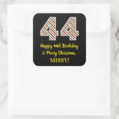 Gelukkige 44e Verjaardag & Vrolijke Kerstmis, Doua Vierkante Sticker (Tas)