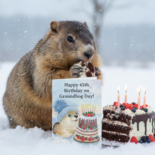 Gelukkige 45e Groundhog Day-verjaardag Kaart
