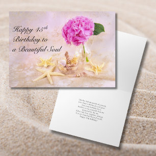 Gelukkige 45e Verjaardag Peony met Seashells Kaart