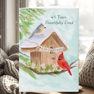 Gelukkige 45e verjaardag Vogels bij het vogelnest Kaart