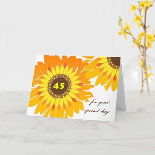 Gelukkige 45e verjaardag, Zonnebloemen Bloemen Ont Kaart (Gele Bloem)