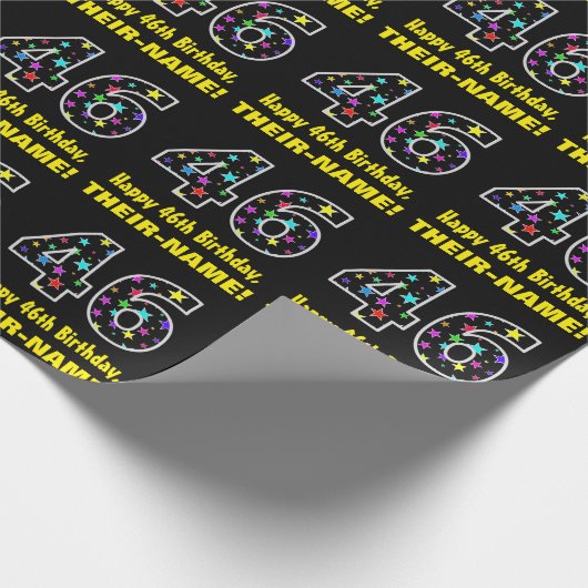 Gelukkige 46e Verjaardag, Leuk Kleurrijk Sterren P Cadeaupapier (Hoek)