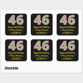 Gelukkige 46e Verjaardag & Vrolijke Kerstmis, Doua Vierkante Sticker (Vel)