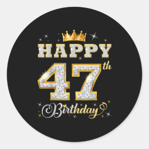 Gelukkige 47e verjaardag 47 jaar oude vrouwen mann ronde sticker