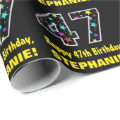 Gelukkige 47e verjaardag, Leuk Kleurrijk Sterren P Cadeaupapier (Rol Hoek)