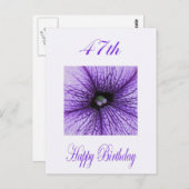 Gelukkige 47e Verjaardag paarse Blossom Briefkaart (Voorkant / Achterkant)