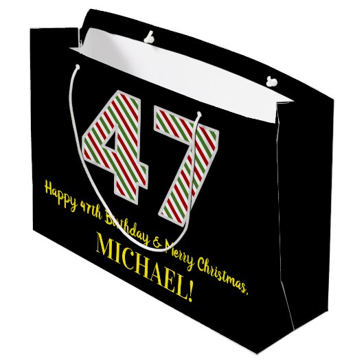 Gelukkige 47e Verjaardag & Vrolijke Kerstmis, Doua Groot Cadeauzakje (Achterkant Gekanteld)